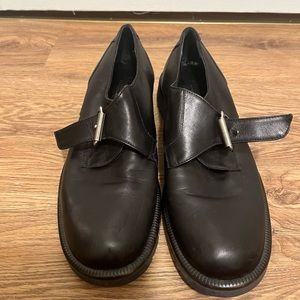 Max Mara black buckle flats